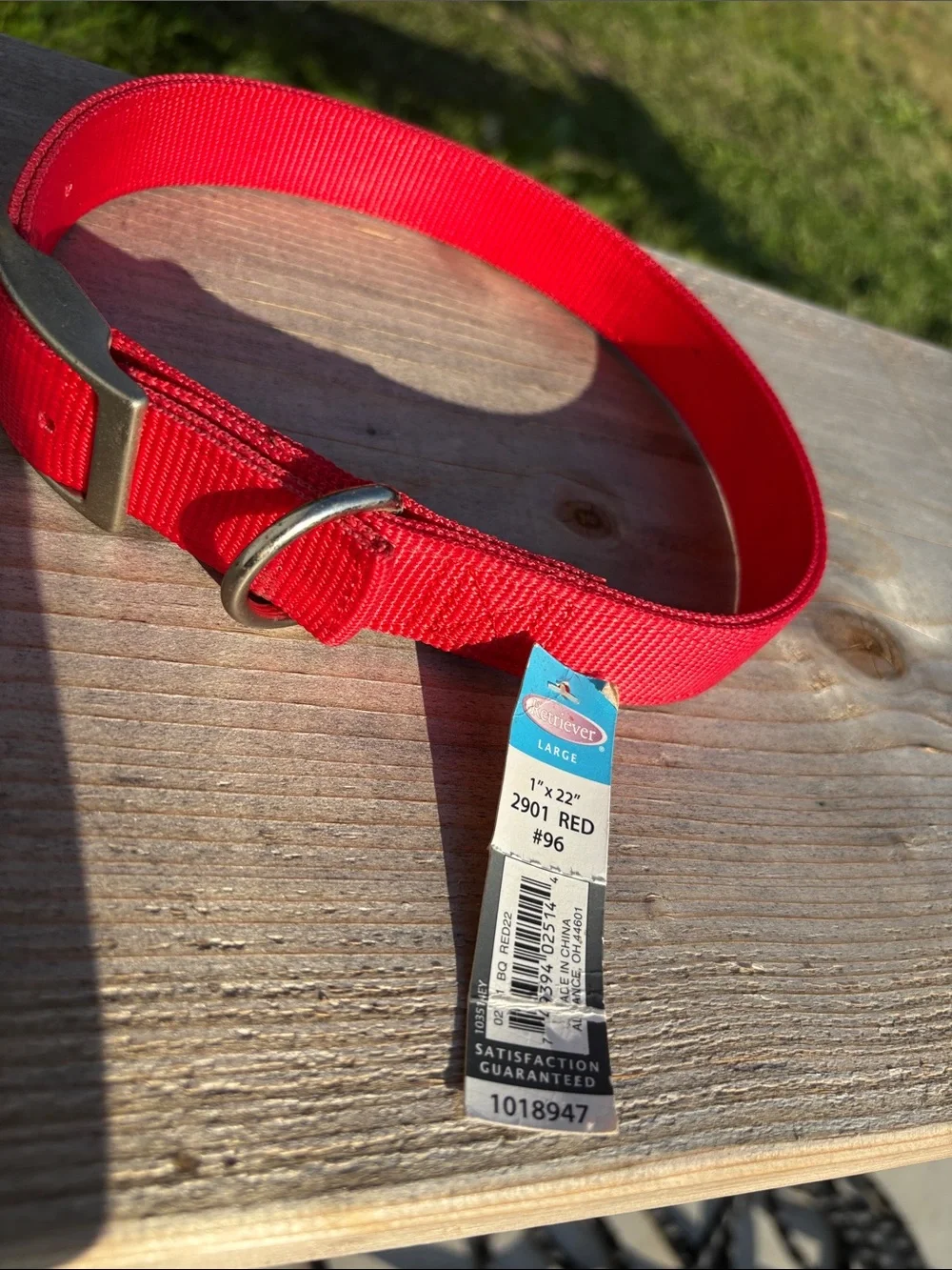 Retriever Dog Collar Red with Metal Buckle Nylon - Large 1”x22”